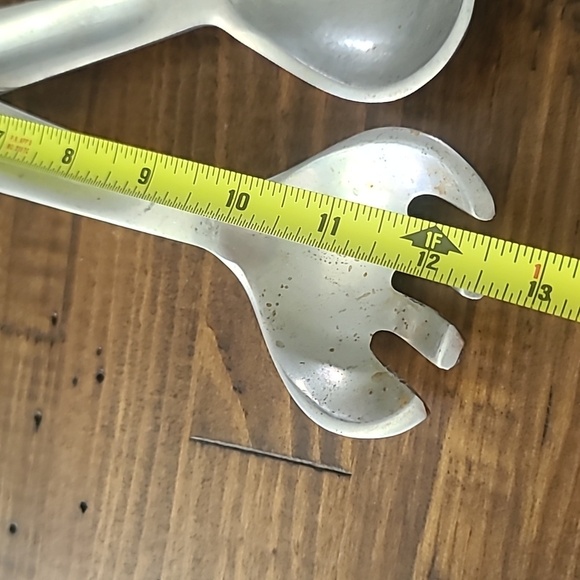 Pewter Silver Rooster Handle Salad Servers - Picture 7 of 7